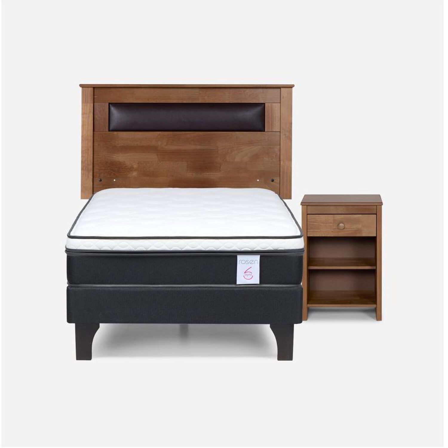 Cama Europea Rosen New Style 6 / 1.5 Plazas / Base Normal + Set De Maderas image number 0.0