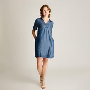 Vestido Lyocell Manga Corta Cuello Camisero Mujer Lorenzo Di Pontti