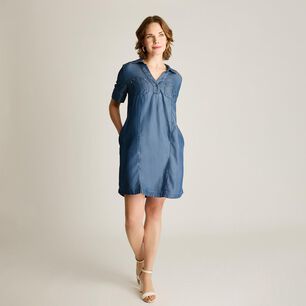 Vestido Lyocell Manga Corta Cuello Camisero Mujer Lorenzo Di Pontti