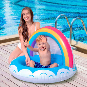 Piscina Inflable Forma De Arcoiris 40lts 95x66cm Celeste