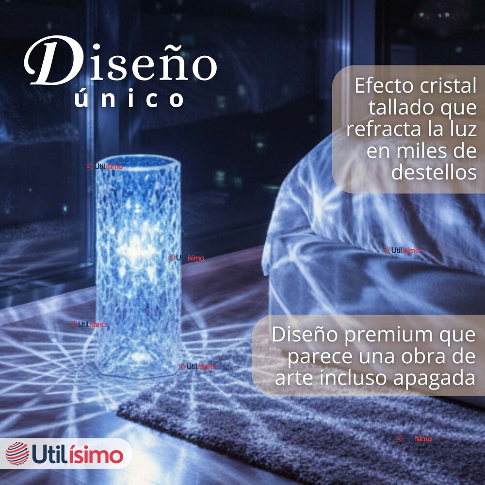 L&aacute;mpara Cristal T&aacute;ctil Usb Transparente Para Mesa image number 5.0