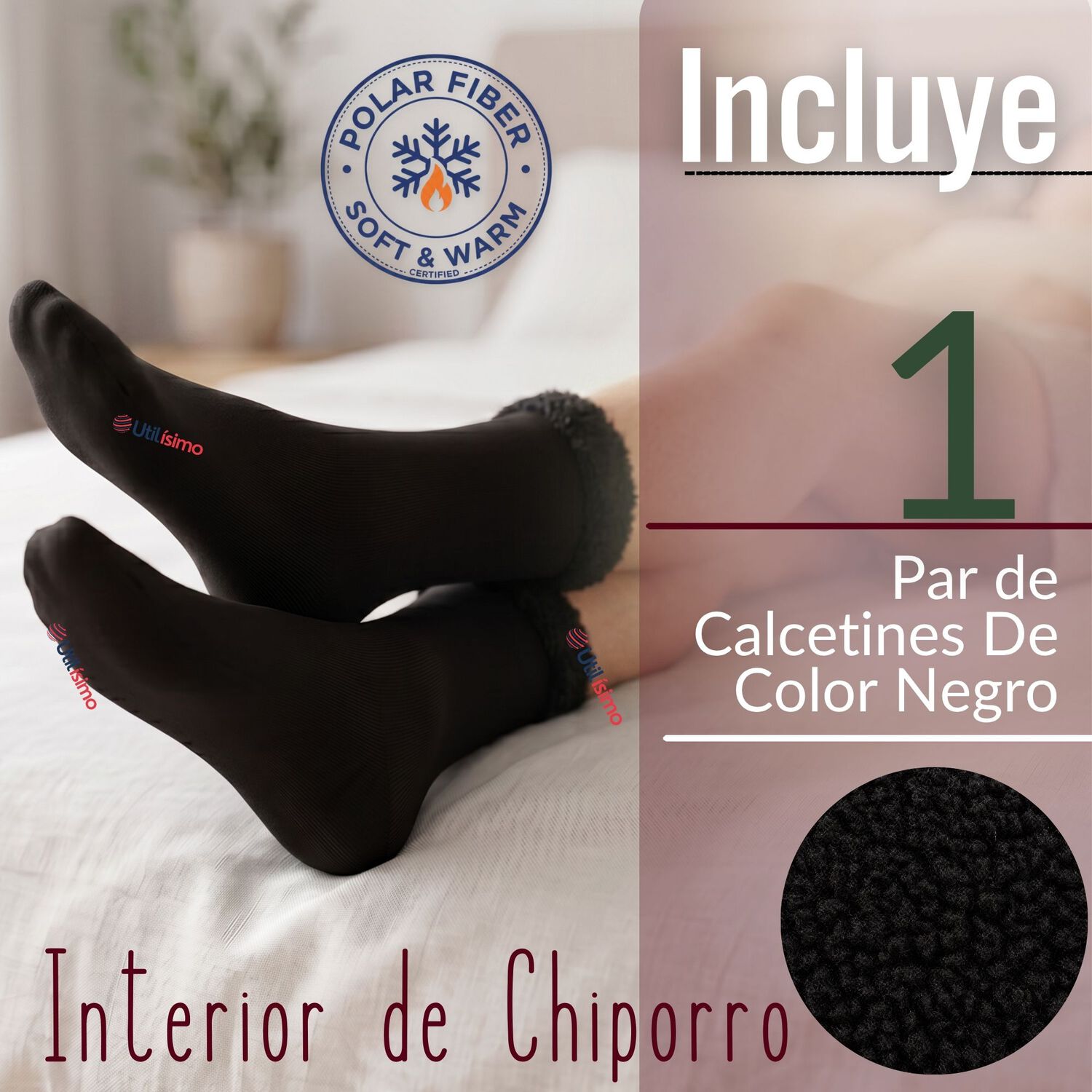 Calcet&iacute;n Chiporro Mujer Ultra T&eacute;rmico Negro Invierno Polar 1 Par image number 1.0