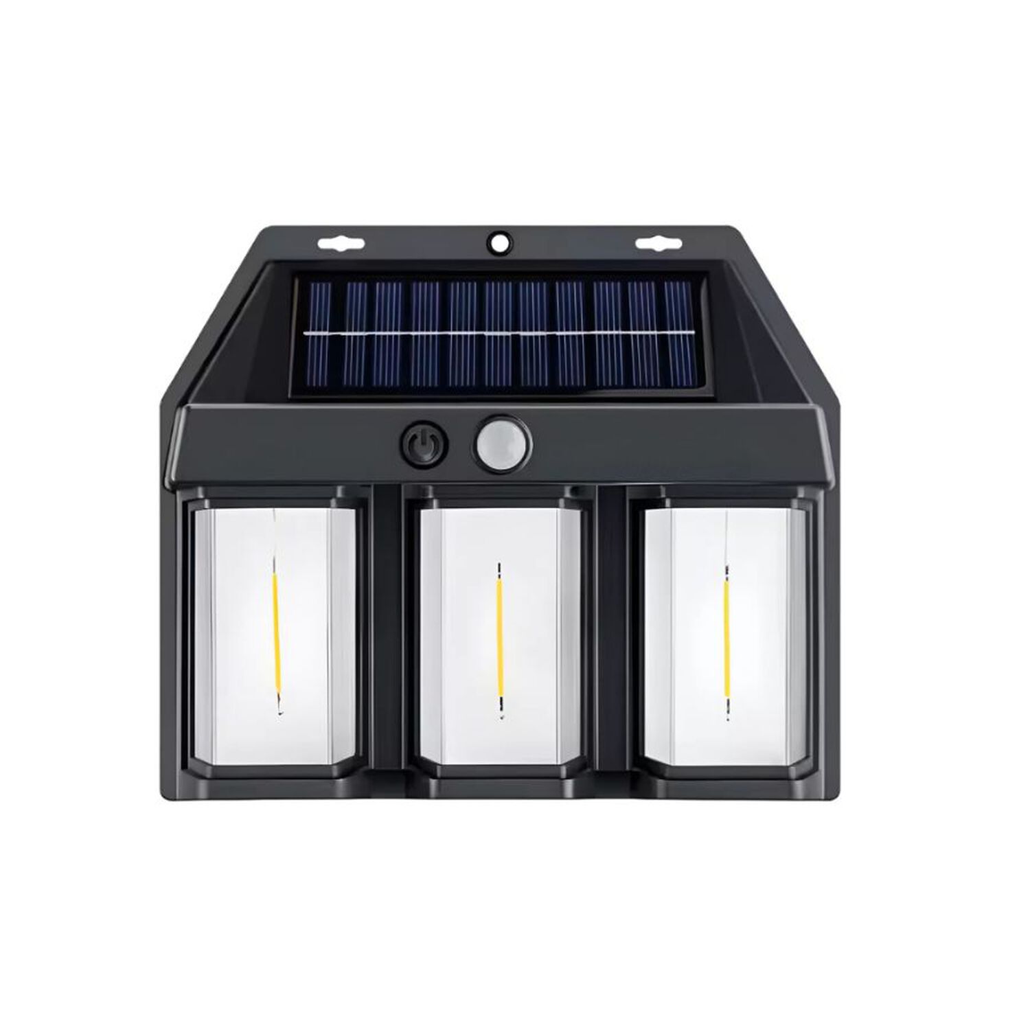 Lampara Aplique Solar Led Farol Pared Para Exterior Negro 3 Focos image number 0.0