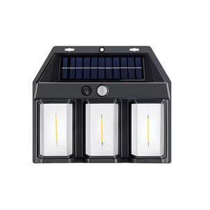 Lampara Aplique Solar Led Farol Pared Para Exterior Negro 3 Focos