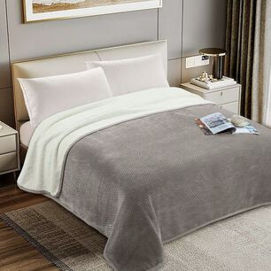 Manta Con Chiporro Sherpa Arredo Reversible Color Beige