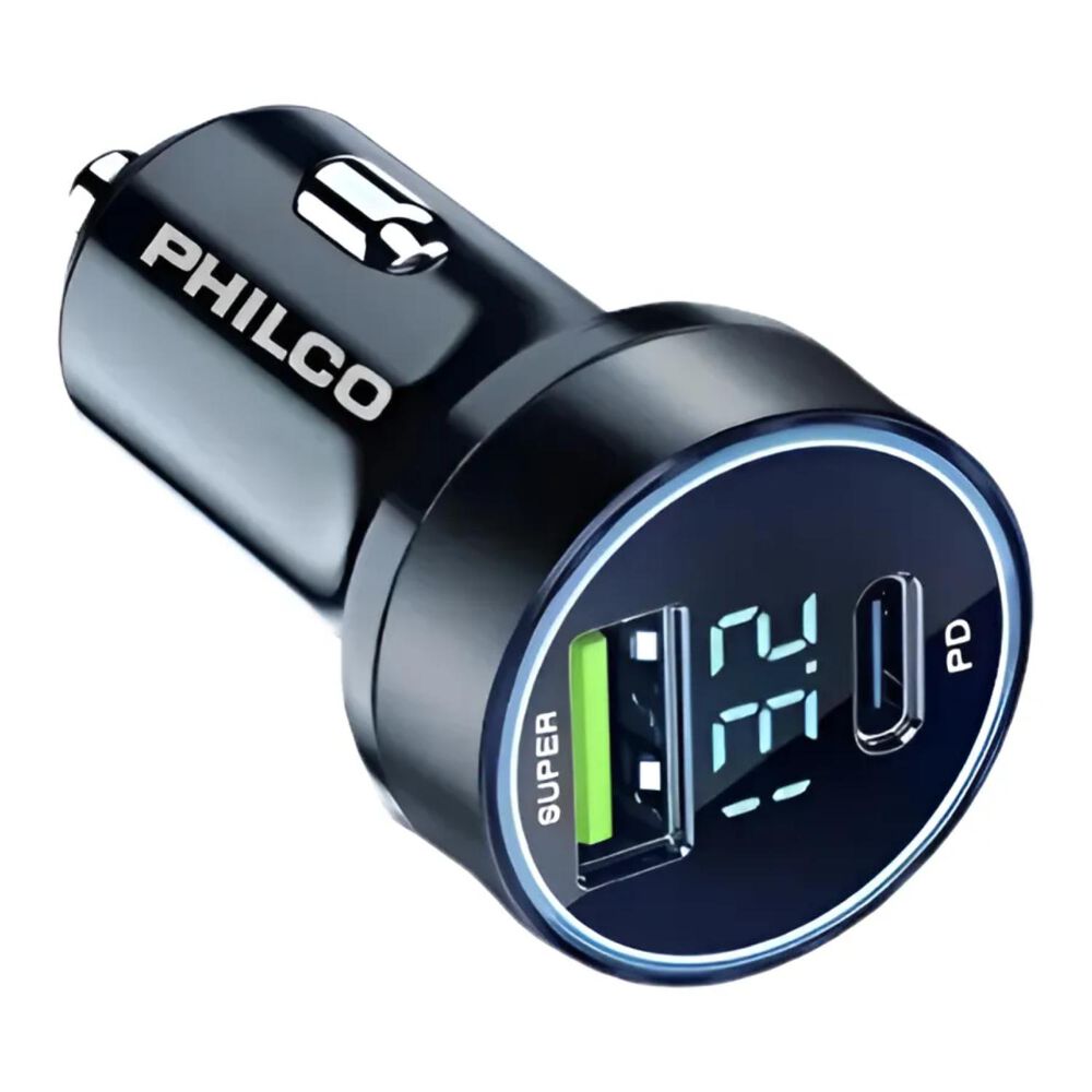 Cargador De Auto Doble Qc3.0 Usb Led Negro D49a image number 0.0