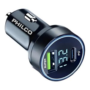 Cargador De Auto Doble Qc3.0 Usb Led Negro D49a