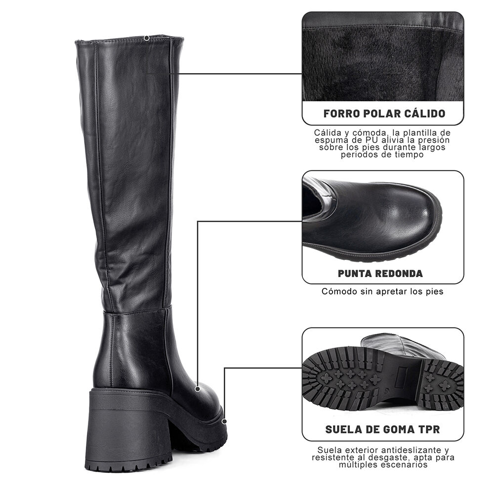 Bota Larga Mujer Tacon Grueso Vintage Elegante Weide Czy602 image number 8.0