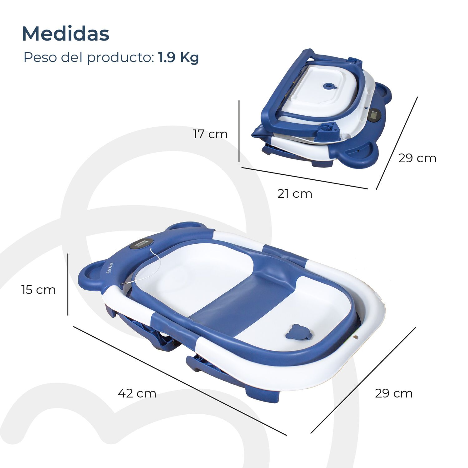 Ba&ntilde;era Plegable Smart Bear Viajes Bebe Azul Con Term&oacute;metro image number 5.0