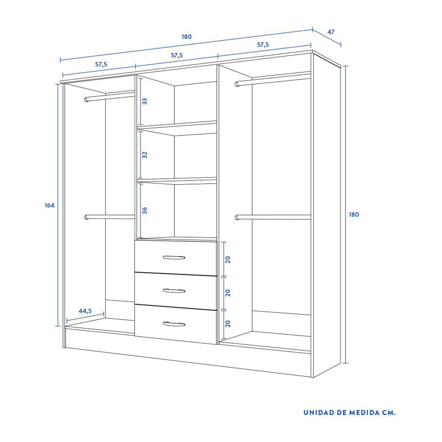 Closet Cic Maipo / 6 Puertas / 3 Cajones image number 1.0