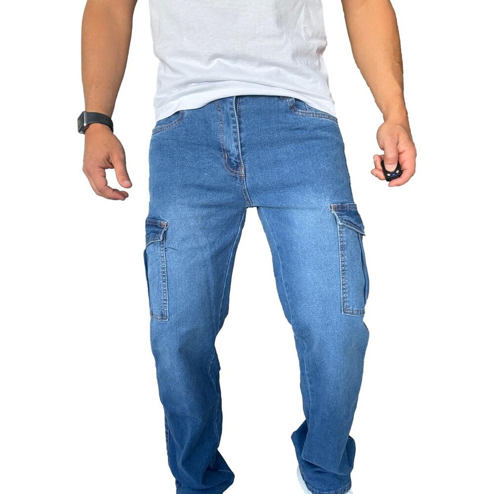Jeans Cargo Elasticado Straight Fit image number 3.0