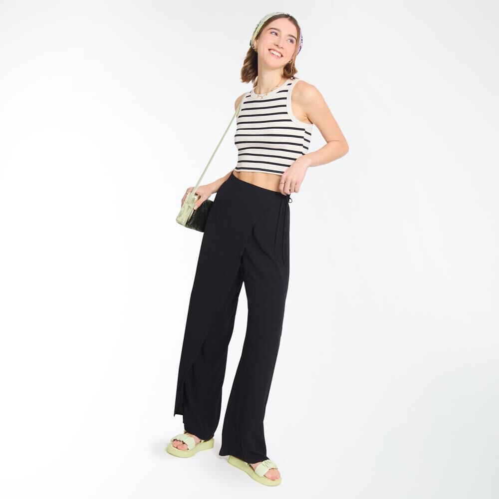 Pantalón Con Capa Y Amarras Tiro Medio Regular Mujer Freedom image number 1.0