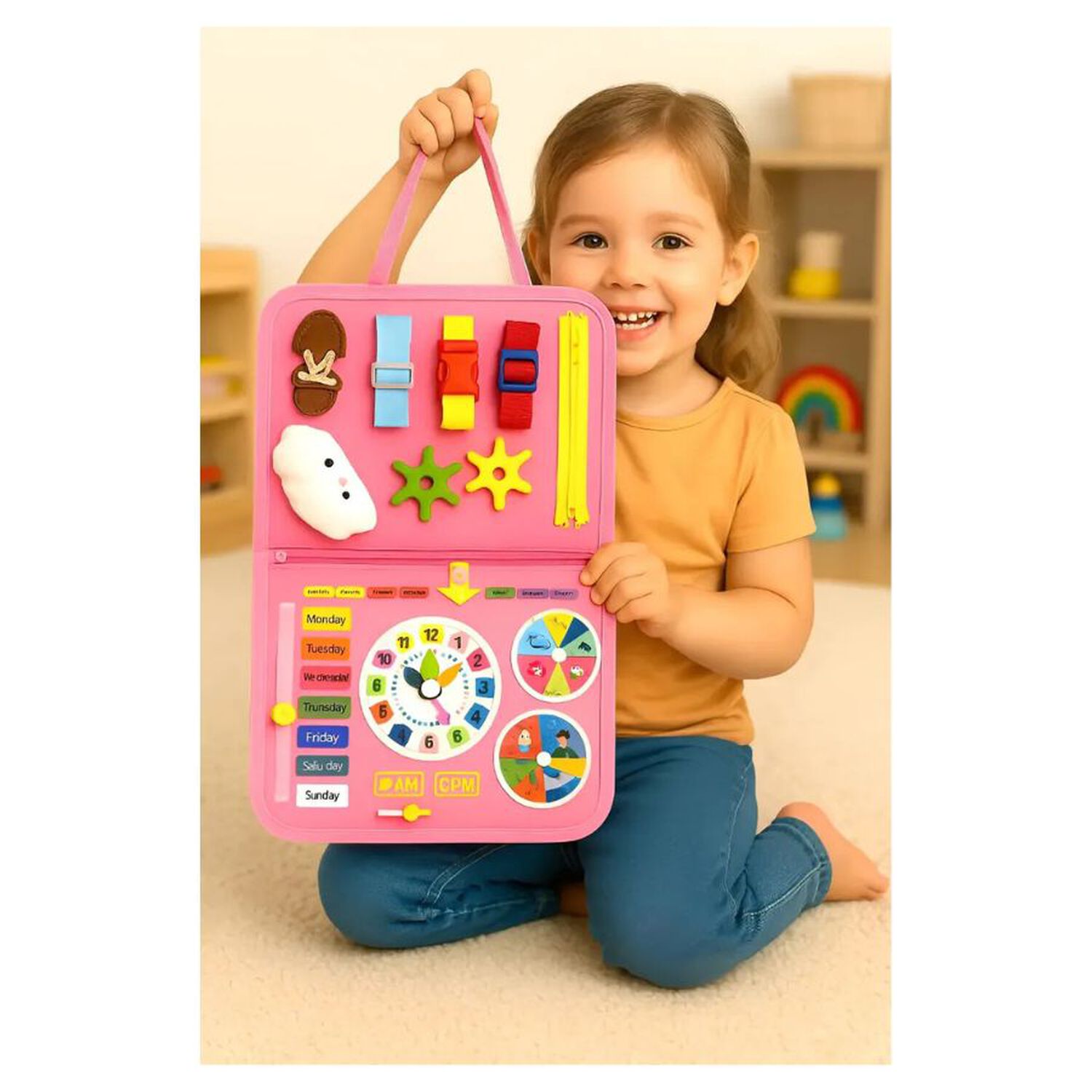 Malet&iacute;n Educativo Montessori Juguete Did&aacute;ctico Beb&eacute;s Rosa image number 3.0