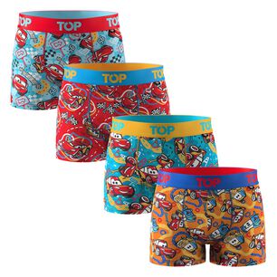 Pack 4 Boxer Medio Ni&ntilde;o Top Algod&oacute;n Cars C5