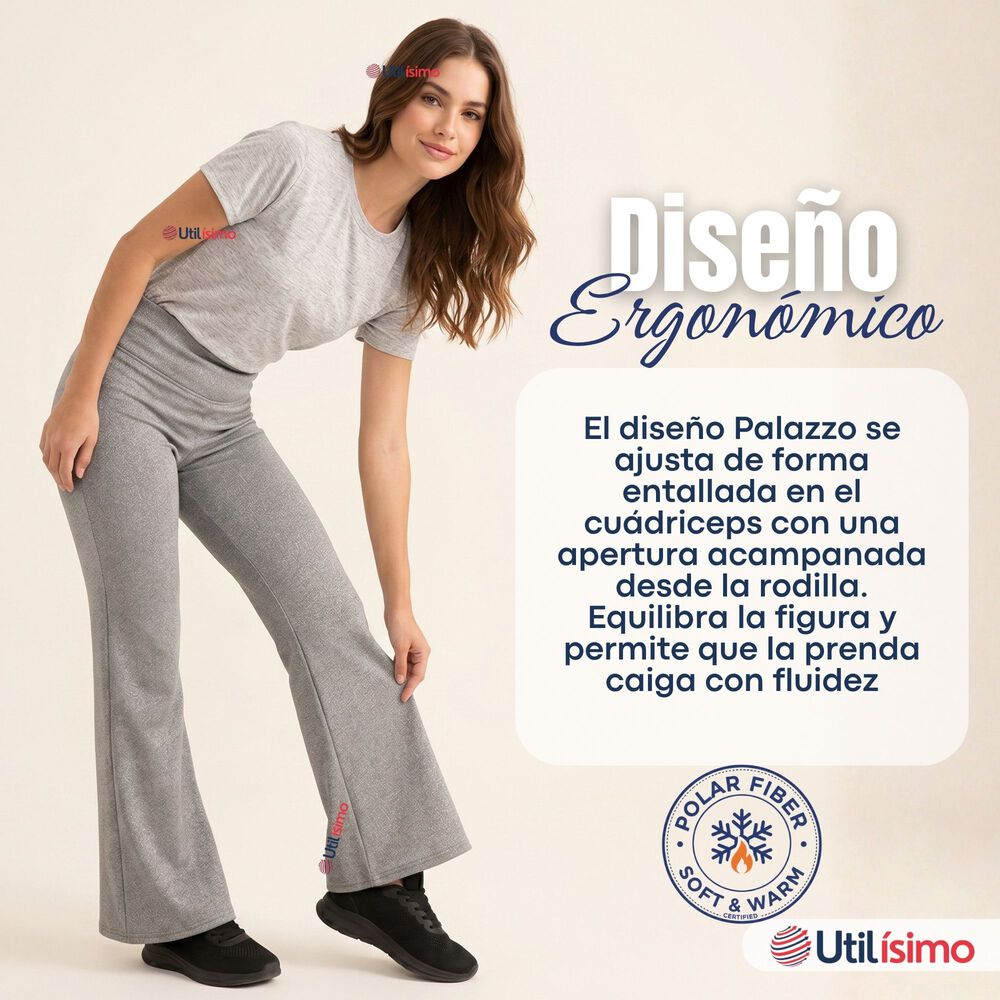 Calza Polar Con Chiporro Palazzo Mujer Elasticada T&eacute;rmica Gris Melange image number 5.0