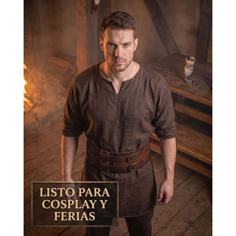Cinturon Vikingo Medieval De Cuero Pu Accesorio Cosplay image number 11.0