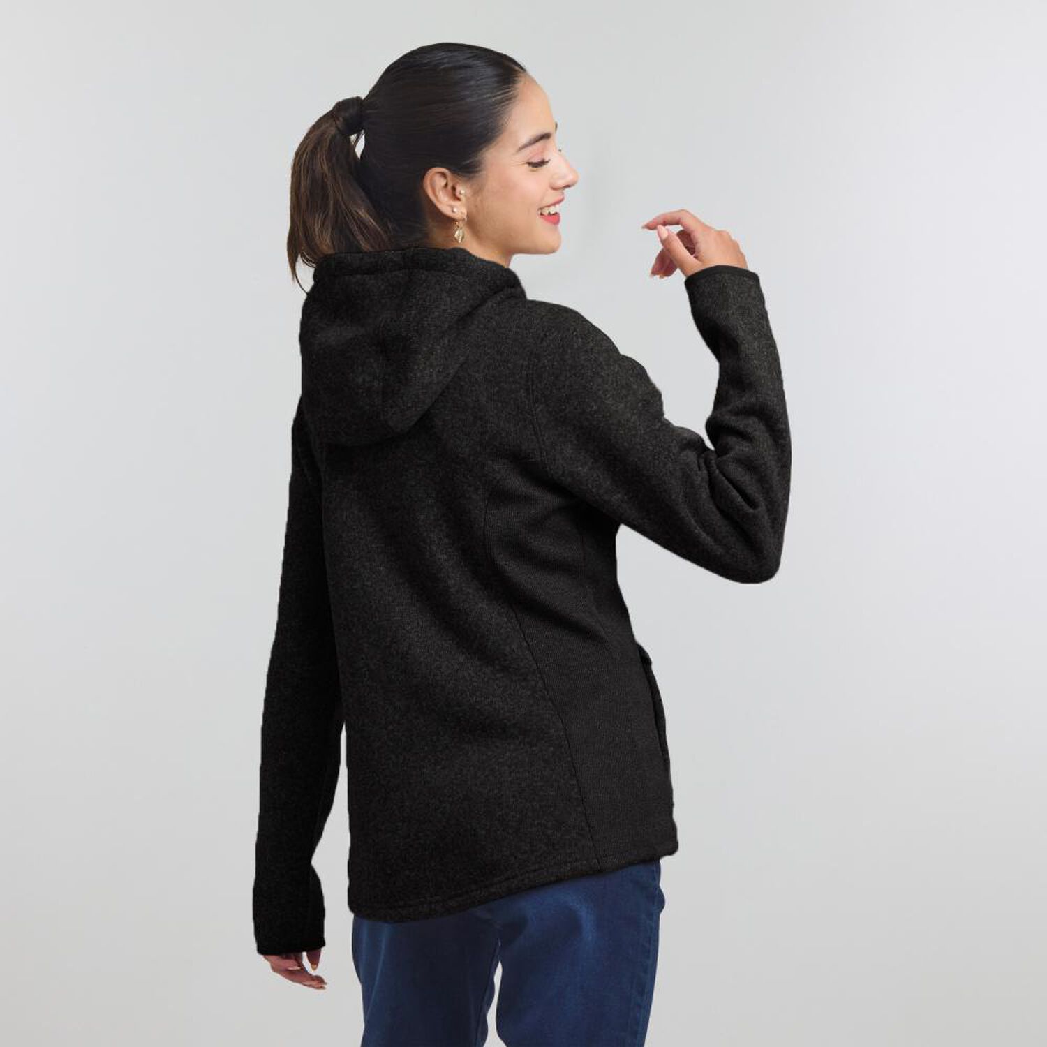Poler&oacute;n Jaspeado Regular Cuello Alto Con Capucha Mujer Freedom image number 1.0