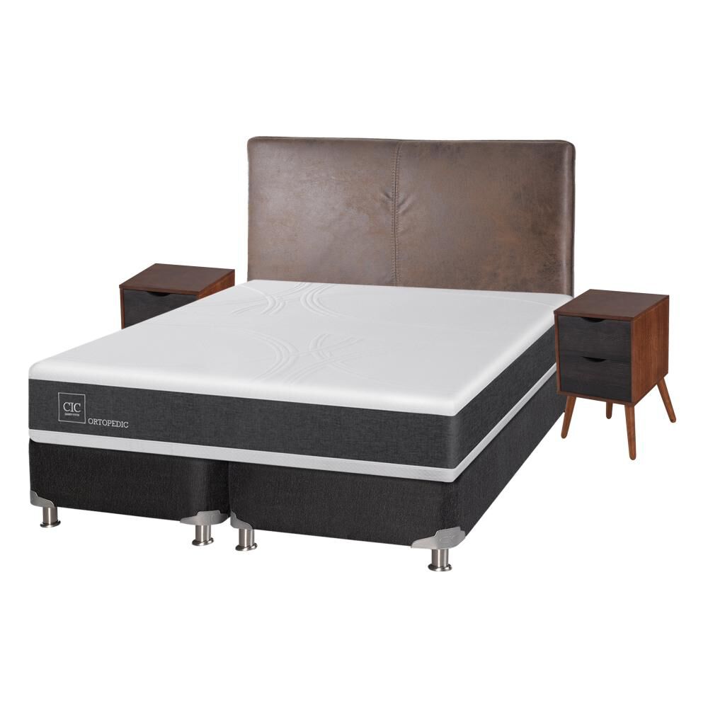 Box Spring Cic Ortopedic / 2 Plazas / Base Dividida  + Set De Maderas image number 1.0