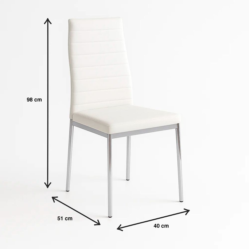 Pack De 4 Sillas Acolchadas Dining Liana Con Patas Cromadas - Blancas image number 3.0