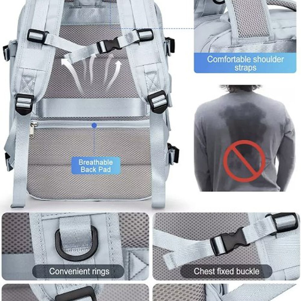 Mochila De Senderismo Impermeable De Viaje Grande Con Interf Azul image number 3.0