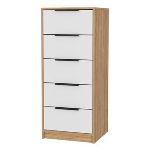 Comoda 5 Cajones Fm-002c - Cafe Claro Y Blanco
