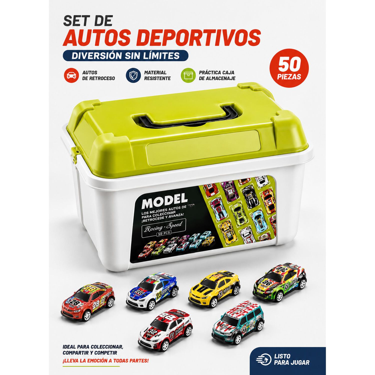 Set 50 Autos Juguete Retr&aacute;ctiles Aleaci&oacute;n Modelos Surtidos image number 5.0