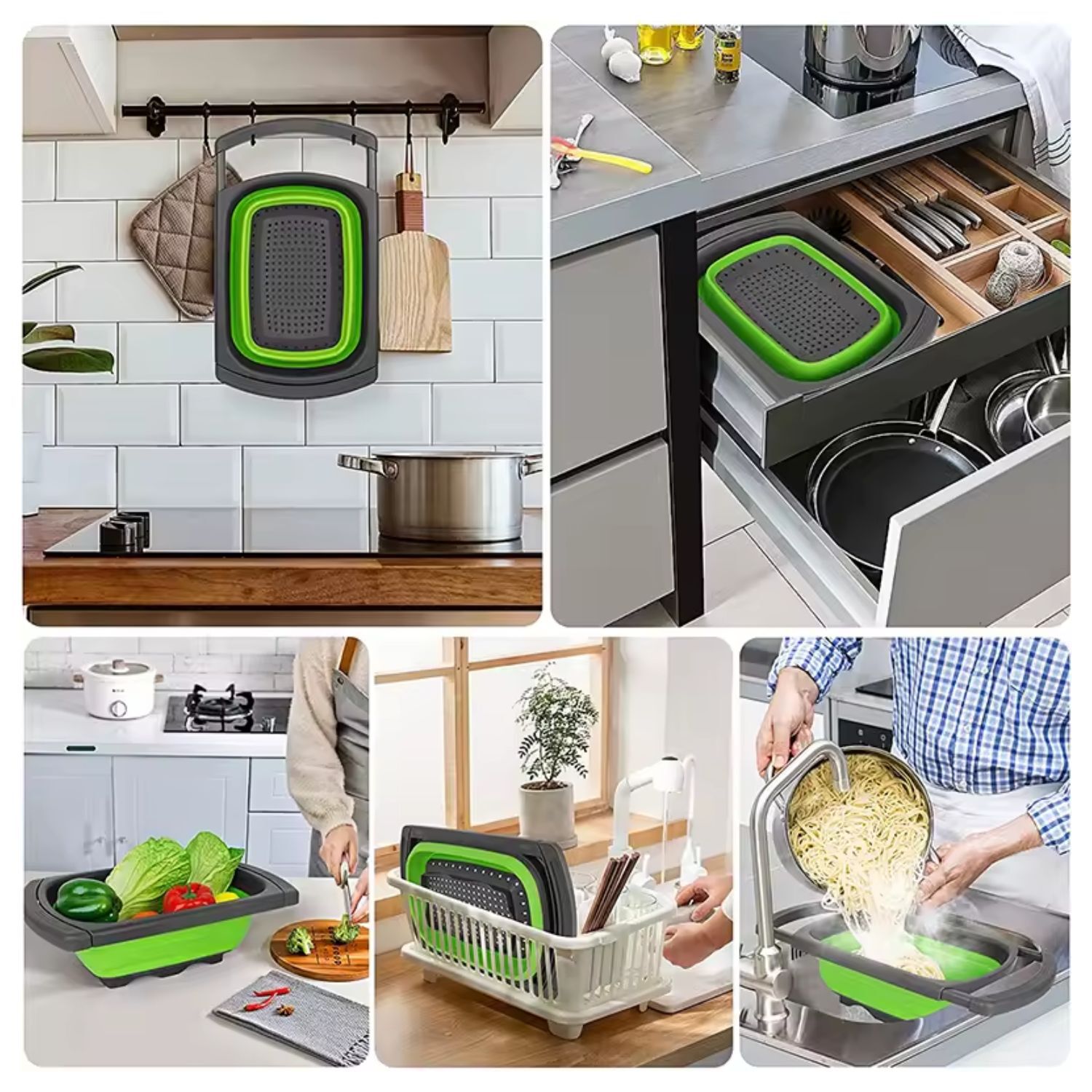 Colador Extensible Plegable Verde 39cm De Cocina Ideal image number 3.0