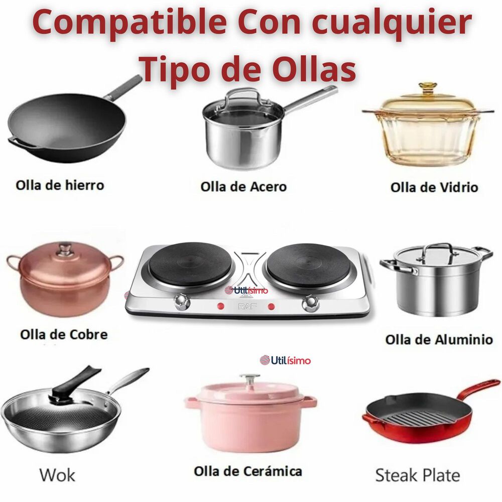 Cocina El&eacute;ctrica Port&aacute;til 2 Platos 2000w De Potencia Acero Inoxidable image number 3.0
