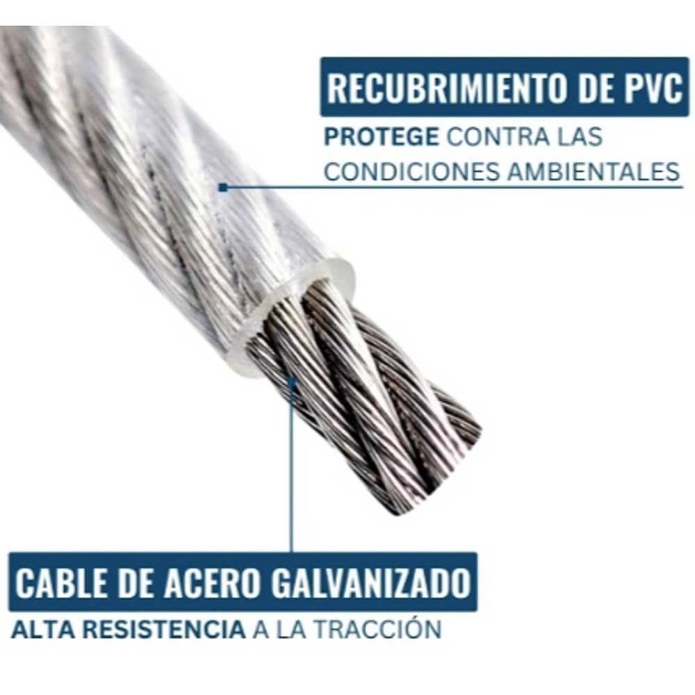 Piola Cable De Acero 3 A 4 Mm Forrado Pvc 100 Metros image number 2.0