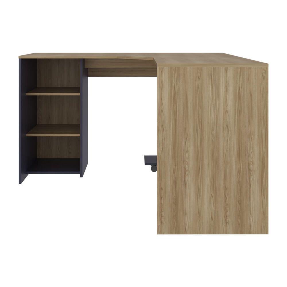 Escritorio En L Con Base Para Cpu Caf&eacute; Claro Y Azul 76,5x130x130 Cm image number 3.0