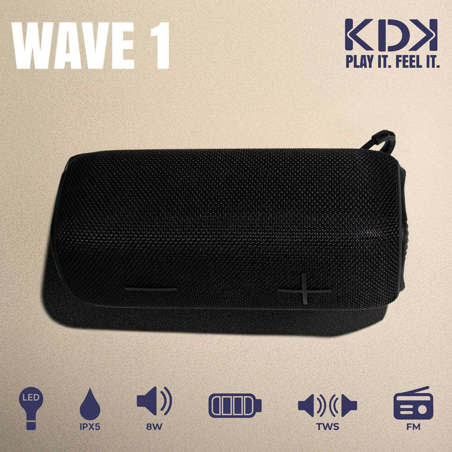 Parlante Mini Bluetooth Kdk Wave 10w Negro image number 3.0
