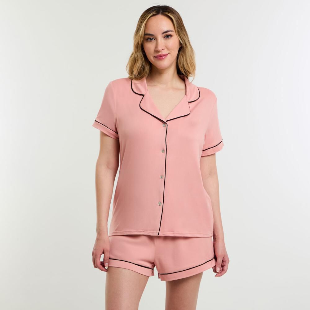Pijama Camisero Liso Manga Corta Mujer Geeps image number 0.0