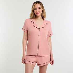 Pijama Camisero Liso Manga Corta Mujer Geeps