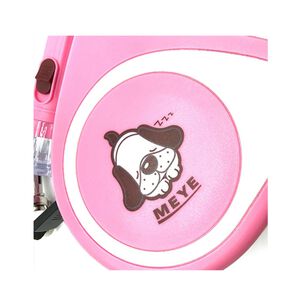 Cuerda Retractil 5m Con Linterna Para Paseo De Mascotas Rosado