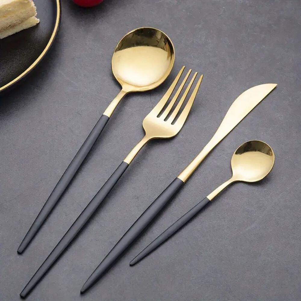 Juego Cubiertos 16 Piezas Acero Inoxidable Negro image number 1.0