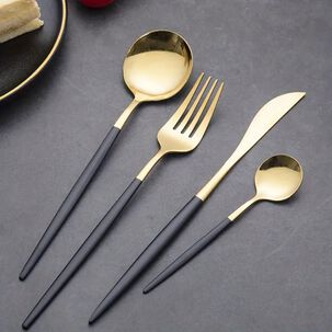 Juego Cubiertos 16 Piezas Acero Inoxidable Negro Juego Cubiertos 16 Piezas Acero Inoxidable Negro