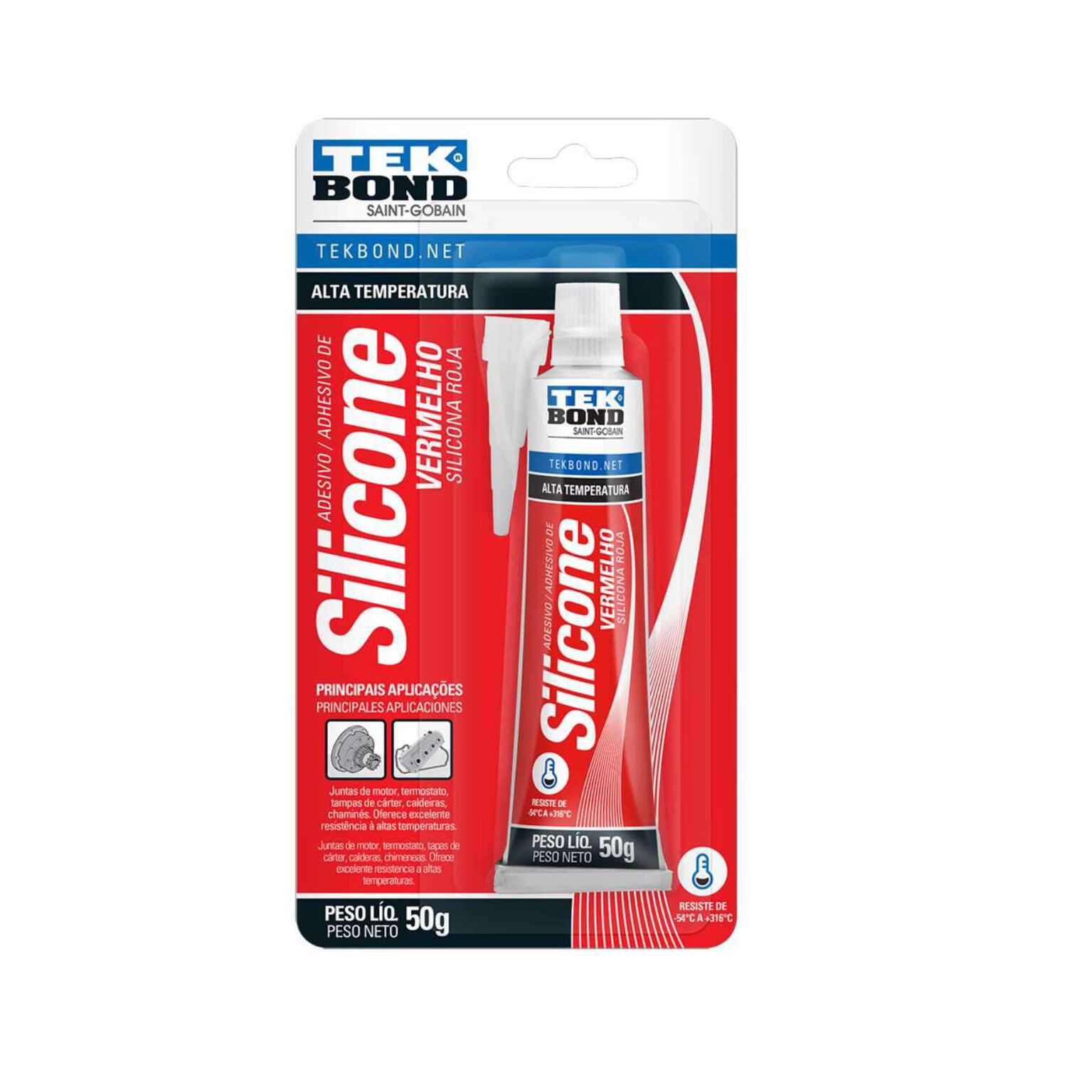 Silicona Alta Temperatura Roja 50gr - Tekbond image number 0.0