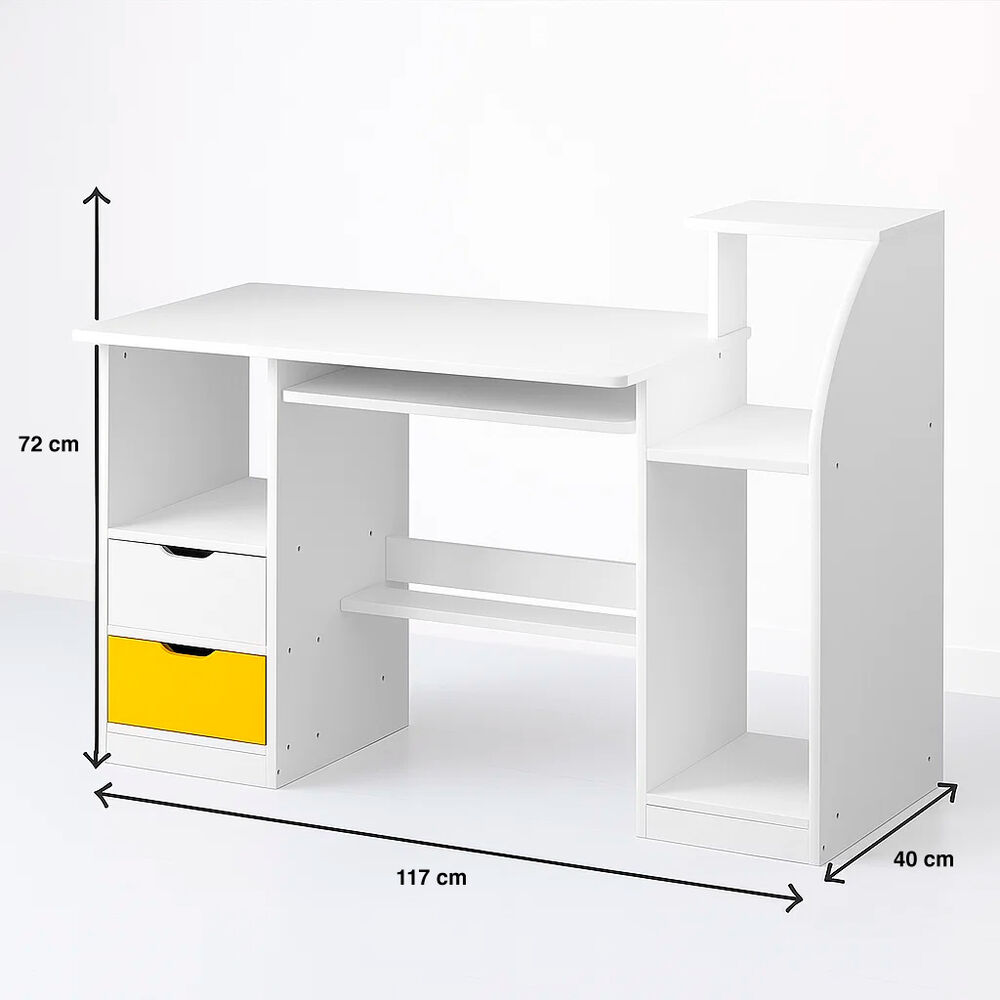 Escritorio Con Cajones Y Repisas Blanco Buenos Aires image number 7.0