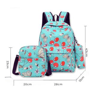Pack Mochila Lonchera Estuche 43cm Juvenil Y Escolar Cherry