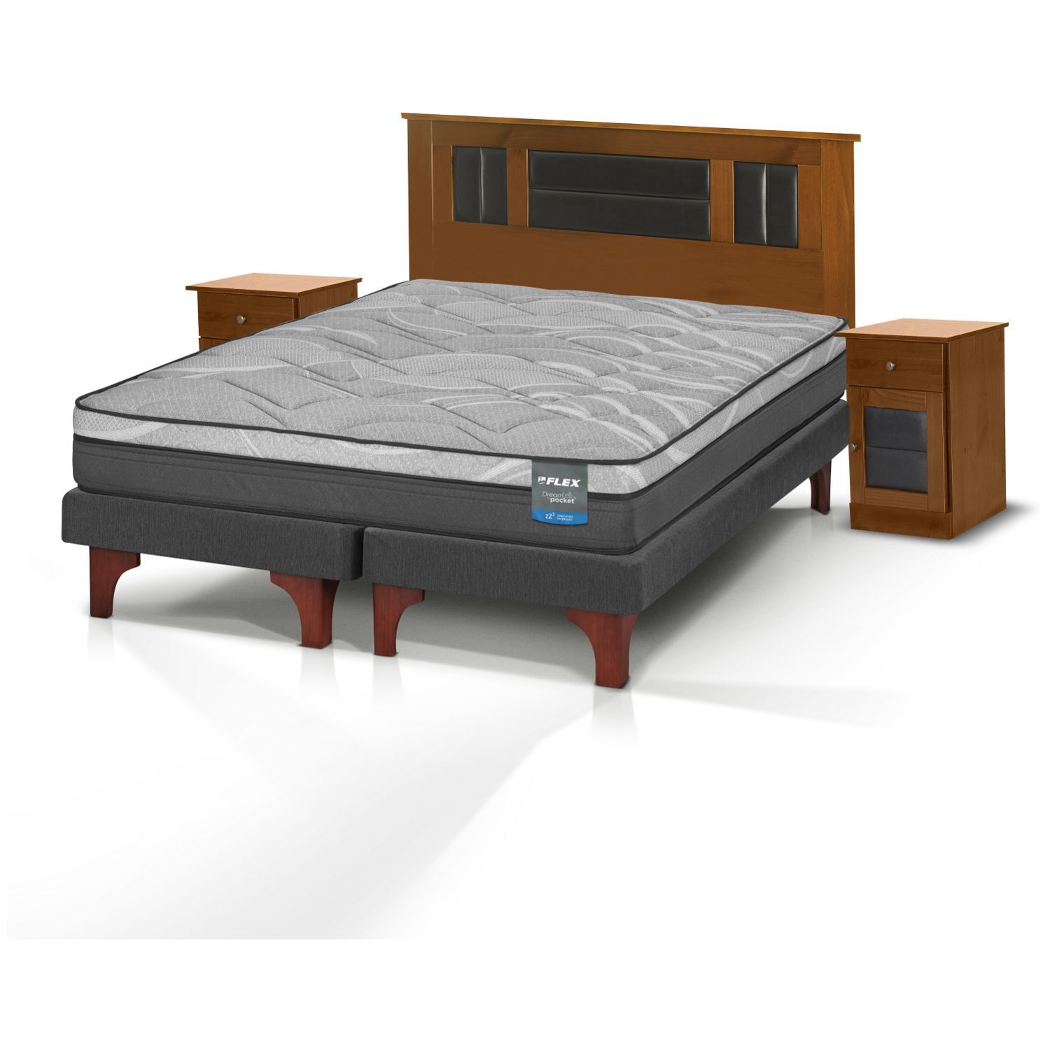 Cama Europea Flex Dream Pocket / 2 Plazas + Set De Maderas image number 3.0