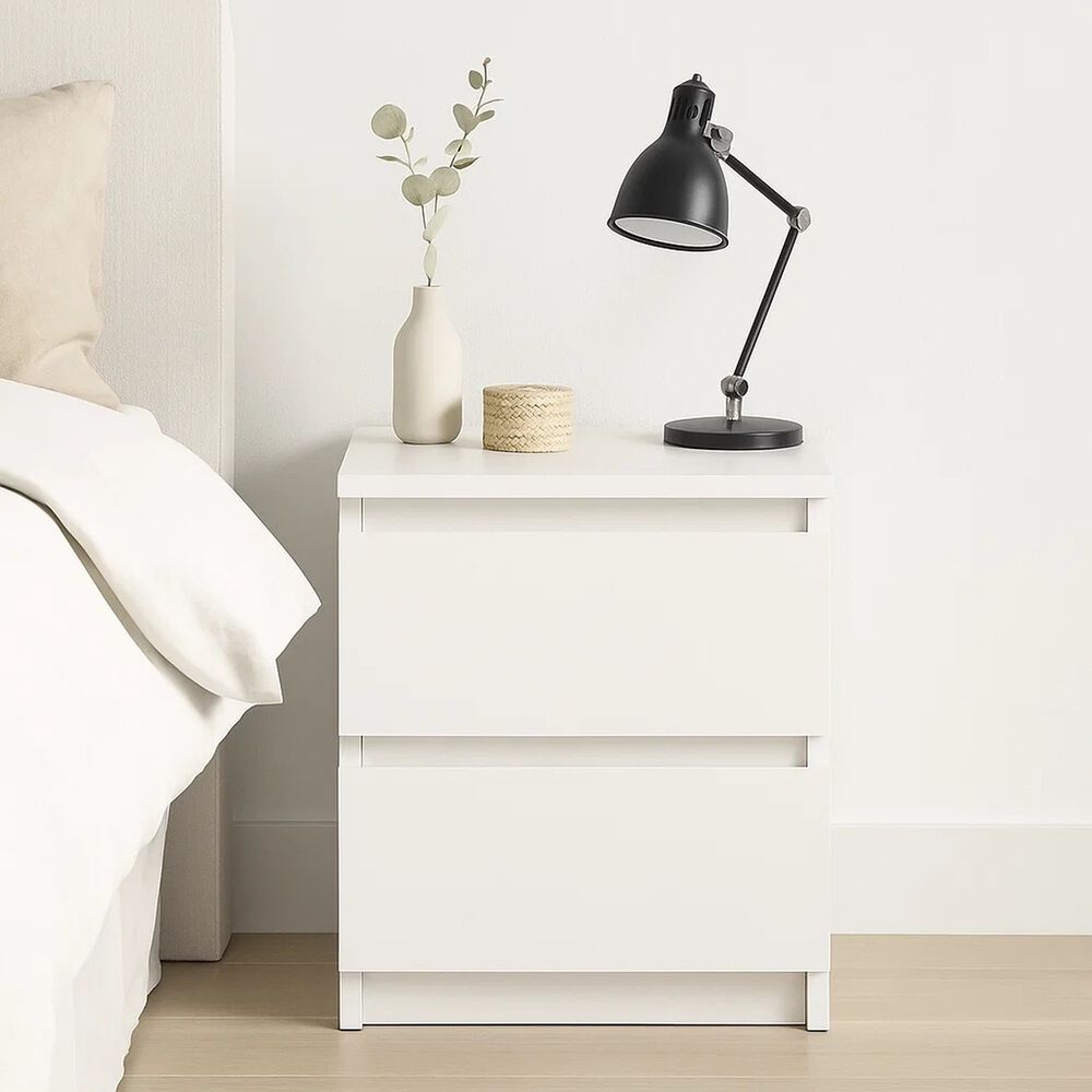 Velador Cajon Doble Minimal Blanco image number 2.0