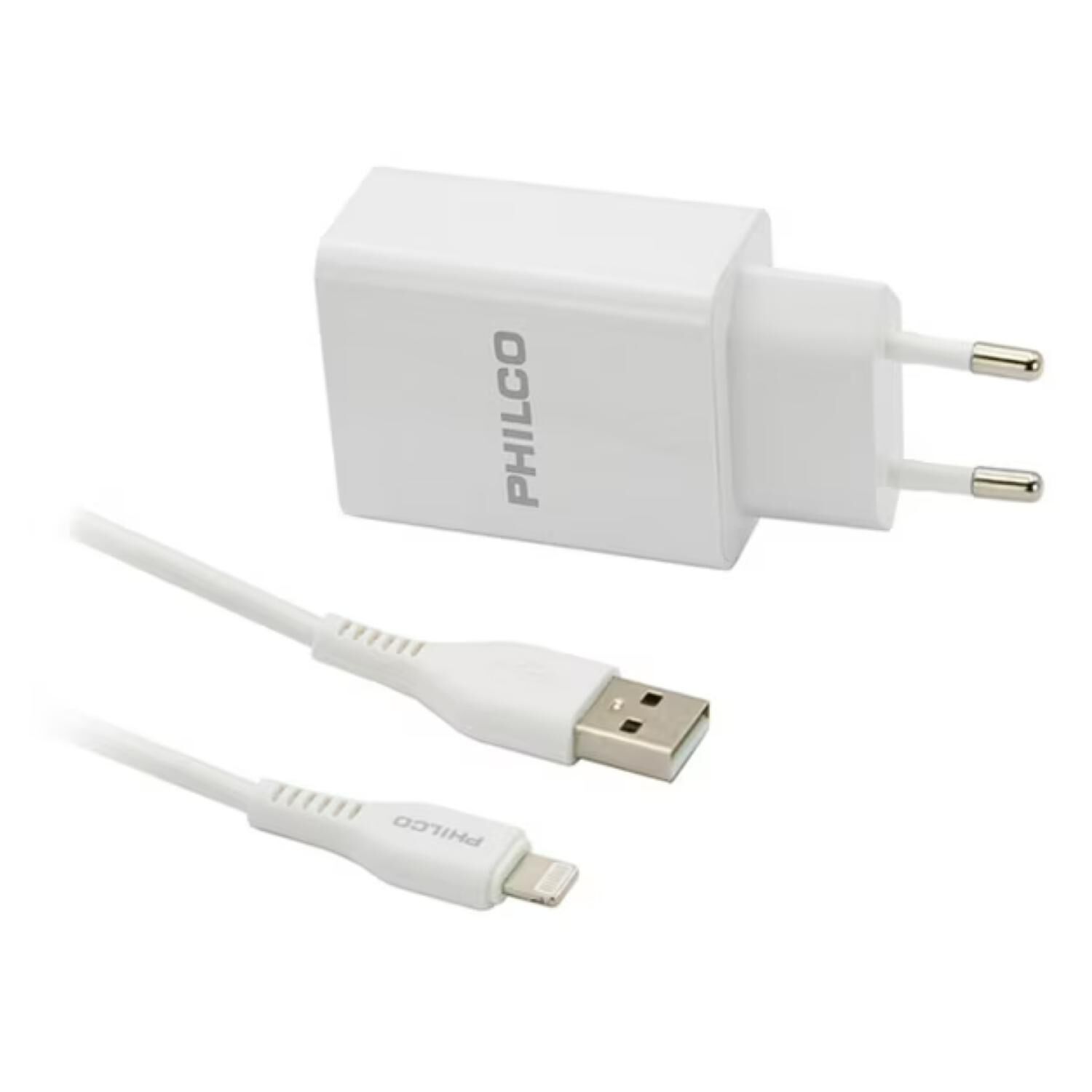 Cargador De Pared 2 Usb Cable Lightning Blanco R1090 image number 2.0