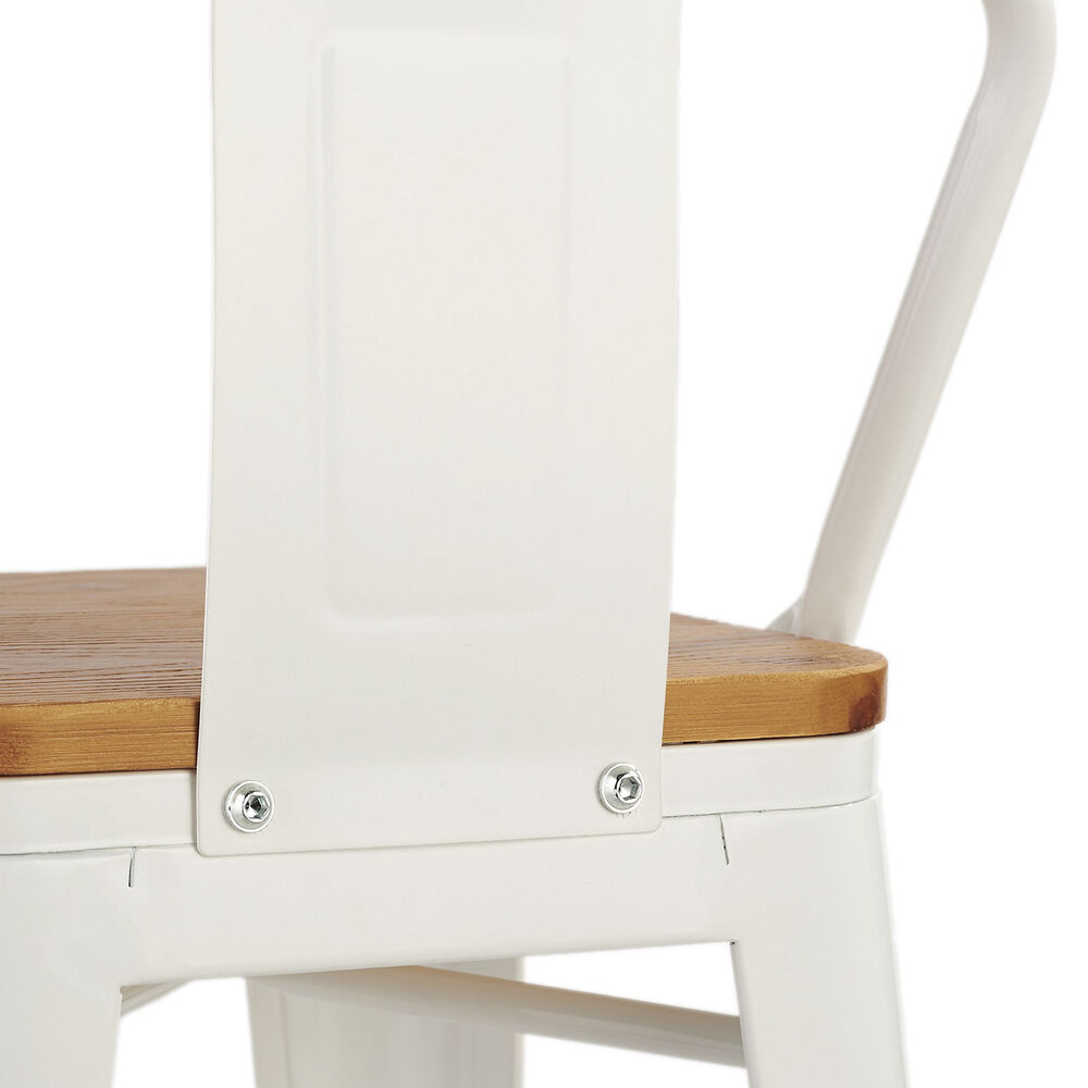 Pack 4 Pisos De Bar Tolix Asiento De Madera Blanco image number 6.0