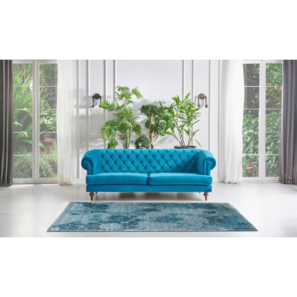 Alfombra Jacquard Turquesa Rectangular Mediana image number 3.0