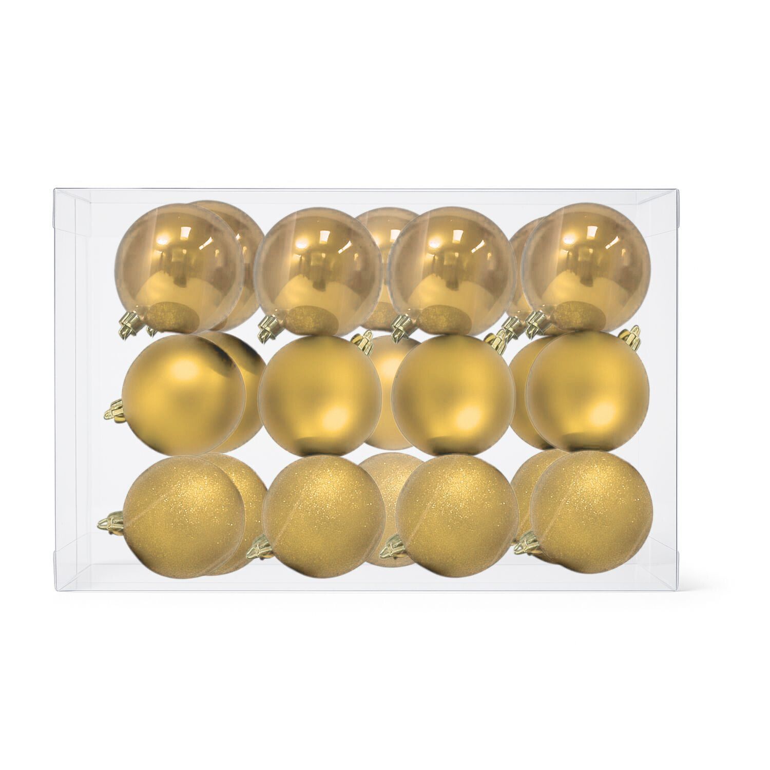 16 Esferas Navide&ntilde;as Bambalinas 8 Cm Dorado Decoracion image number 0.0