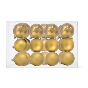 16 Esferas Navideñas Bambalinas 8 Cm Dorado Decoracion
