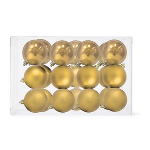 16 Esferas Navide&ntilde;as Bambalinas 8 Cm Dorado Decoracion
