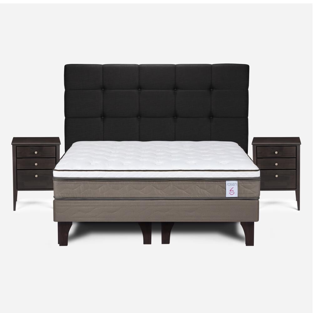 Cama Europea Rosen New Style 6 / 2 Plazas / Base Normal + Set De Maderas Issey Grafito image number 0.0