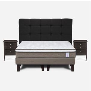 Cama Europea Rosen New Style 6 / 2 Plazas / Base Normal + Set De Maderas Issey Grafito