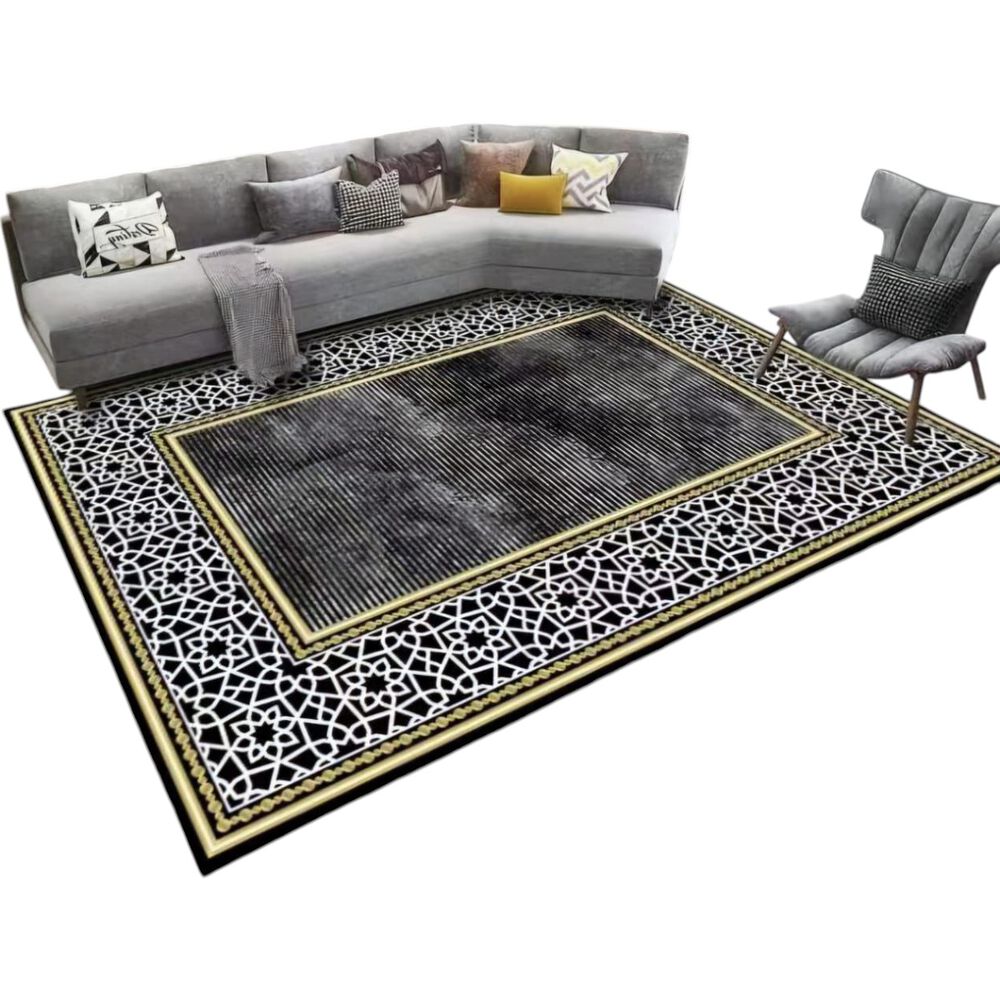 Alfombra Lisa Estampada Para Living Medida 200cm X 240cm Antideslizante A3d-4 image number 0.0